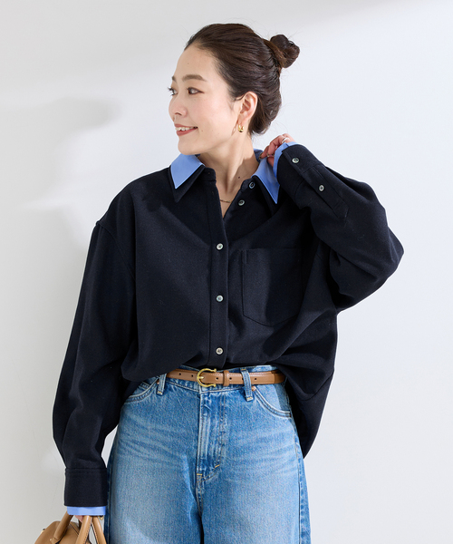 Simplicite(サンプリシテ)の「手洗い可 / フラノレイヤードライクシャツ(シャツ/ブラウス・レディース・チャコールグレー/ネイビー・FREE)」の12枚目の写真