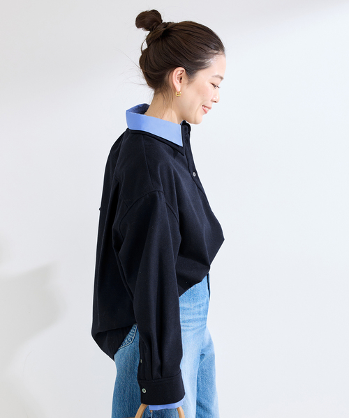 Simplicite(サンプリシテ)の「手洗い可 / フラノレイヤードライクシャツ(シャツ/ブラウス・レディース・チャコールグレー/ネイビー・FREE)」の13枚目の写真