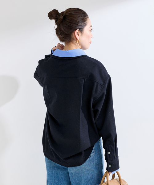 Simplicite(サンプリシテ)の「手洗い可 / フラノレイヤードライクシャツ(シャツ/ブラウス・レディース・チャコールグレー/ネイビー・FREE)」の14枚目の写真