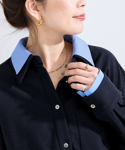 Simplicite(サンプリシテ)の「手洗い可 / フラノレイヤードライクシャツ(シャツ/ブラウス・レディース・チャコールグレー/ネイビー・FREE)」の15枚目の写真