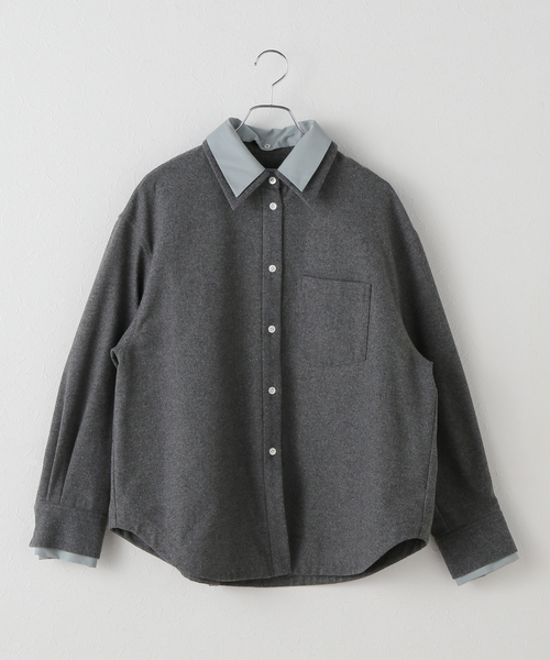 Simplicite(サンプリシテ)の「手洗い可 / フラノレイヤードライクシャツ(シャツ/ブラウス・レディース・チャコールグレー/ネイビー・FREE)」の16枚目の写真