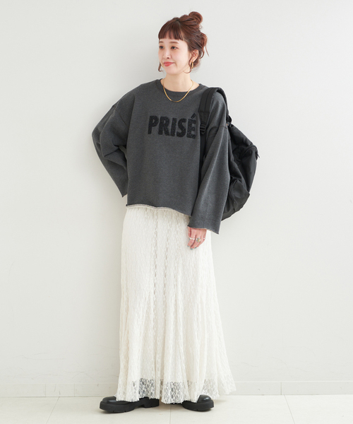 B.C STOCK(ベーセーストック)の「ラメサガラ刺繍ロングスリーブ(Tシャツ/カットソー・レディース・サックスブルー/ライトグレー/ピンク/チャコールグレー・FREE)」の21枚目の写真