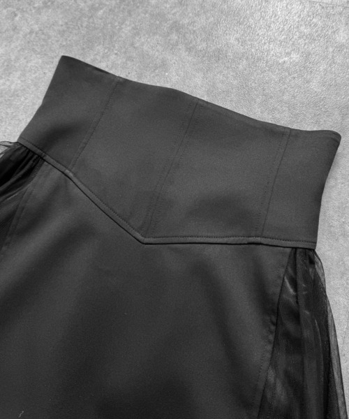 LVEU.（ラブユ.）の「【LVEU.】サイドチュールコルセットスカート / ボトムス スカート フレア ハイウエスト ロング チュール シアー コルセット風 ブラック モード（スカート・レディース・ブラック・FREE）」の11枚目の写真