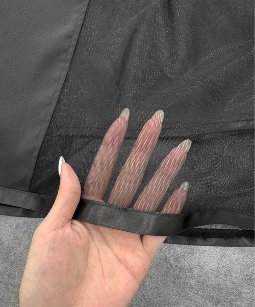 LVEU.（ラブユ.）の「【LVEU.】サイドチュールコルセットスカート / ボトムス スカート フレア ハイウエスト ロング チュール シアー コルセット風 ブラック モード（スカート・レディース・ブラック・FREE）」の13枚目の写真