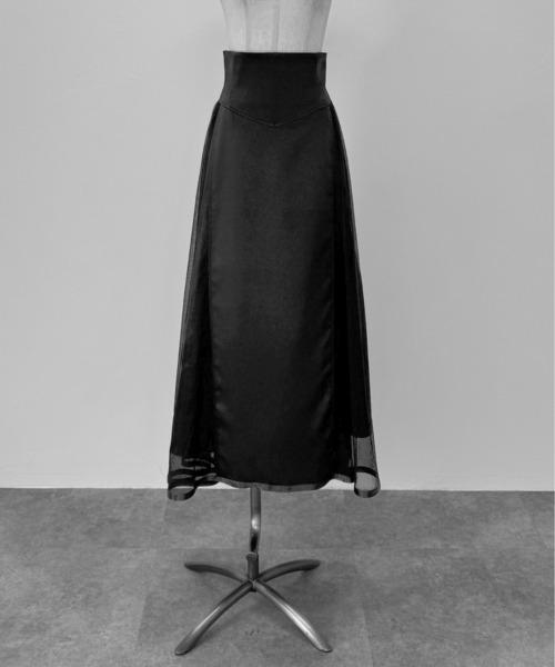 LVEU.（ラブユ.）の「【LVEU.】サイドチュールコルセットスカート / ボトムス スカート フレア ハイウエスト ロング チュール シアー コルセット風 ブラック モード（スカート・レディース・ブラック・FREE）」の15枚目の写真