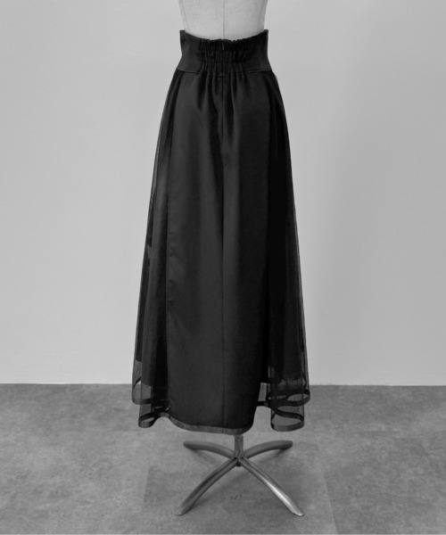 LVEU.（ラブユ.）の「【LVEU.】サイドチュールコルセットスカート / ボトムス スカート フレア ハイウエスト ロング チュール シアー コルセット風 ブラック モード（スカート・レディース・ブラック・FREE）」の17枚目の写真