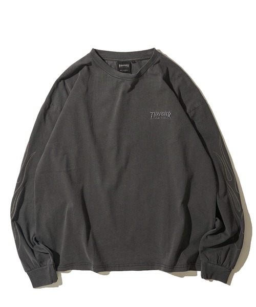 THRASHER（スラッシャー）の「【THRASHER / スラッシャー】ピグメント フレイムロゴプリント クルーネックロングスリーブTシャツ（Tシャツ/カットソー・メンズ・ブラウン/ピンク/チャコールグレー/グレー・X-LARGE/LARGE/MEDIUM）」の5枚目の写真