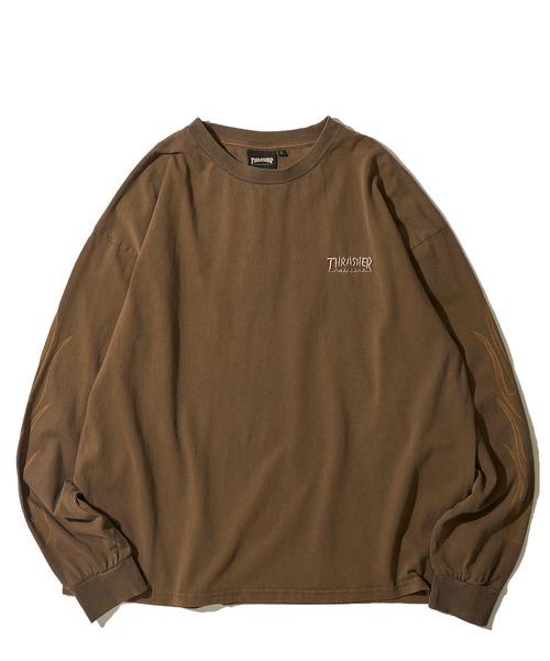 THRASHER（スラッシャー）の「【THRASHER / スラッシャー】ピグメント フレイムロゴプリント クルーネックロングスリーブTシャツ（Tシャツ/カットソー・メンズ・ブラウン/ピンク/チャコールグレー/グレー・X-LARGE/LARGE/MEDIUM）」の9枚目の写真