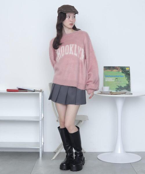 WEGO(ウィゴー)の「WEGO/モヘアタッチBROOKLYNロゴニット(ニット/セーター・レディース・グレー/レッド/ピンク・FREE)」の5枚目の写真