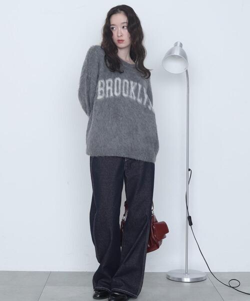 WEGO(ウィゴー)の「WEGO/モヘアタッチBROOKLYNロゴニット(ニット/セーター・レディース・グレー/レッド/ピンク・FREE)」の4枚目の写真