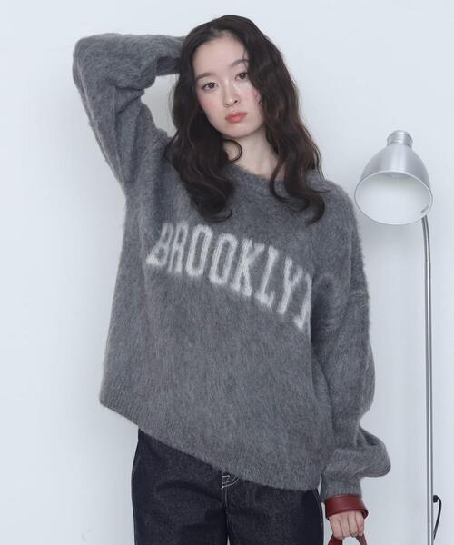 WEGO(ウィゴー)の「WEGO/モヘアタッチBROOKLYNロゴニット(ニット/セーター・レディース・グレー/レッド/ピンク・FREE)」の11枚目の写真