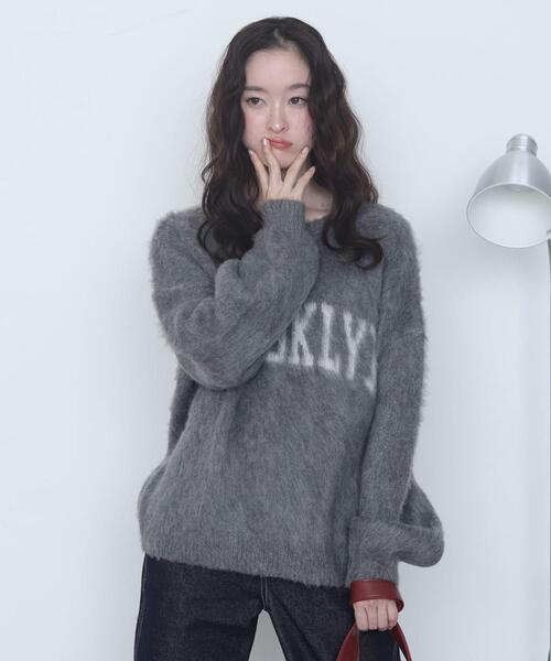 WEGO(ウィゴー)の「WEGO/モヘアタッチBROOKLYNロゴニット(ニット/セーター・レディース・グレー/レッド/ピンク・FREE)」の12枚目の写真
