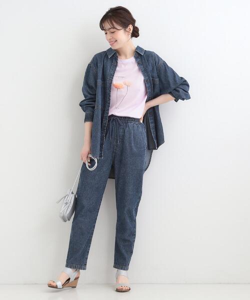 SHOO・LA・RUE（シューラルー）の「【ライトオンスデニム/S-LL/洗濯機可】夏にはきたい らくらくイージーデニムテーパードパンツ（デニムパンツ・レディース・ブルー系その他/ライトグレー/ライトブルー/ブラック・04/03/02/01）」の11枚目の写真