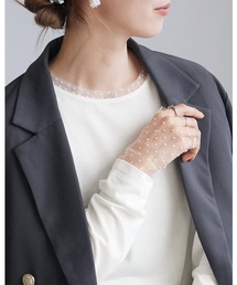 reca | 襟&袖口ドットチュールトップス(Tシャツ/カットソー)