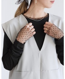 reca | 襟&袖口ドットチュールトップス(Tシャツ/カットソー)