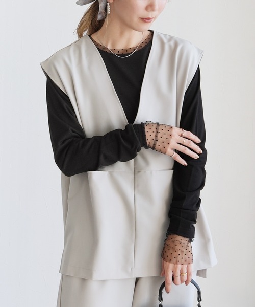 reca（レカ）の「襟&袖口ドットチュールトップス（Tシャツ/カットソー・レディース・ブラック/オフホワイト・M）」の11枚目の写真