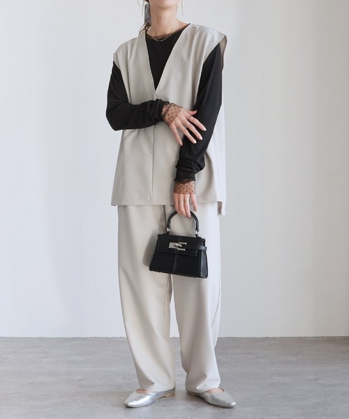 reca（レカ）の「襟&袖口ドットチュールトップス（Tシャツ/カットソー・レディース・ブラック/オフホワイト・M）」の13枚目の写真