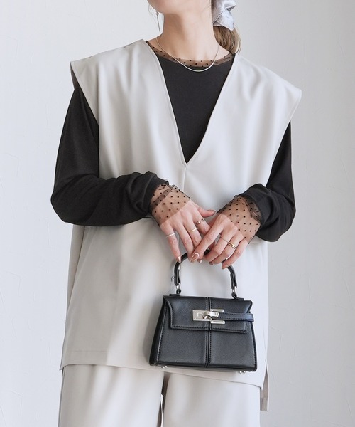 reca（レカ）の「襟&袖口ドットチュールトップス（Tシャツ/カットソー・レディース・ブラック/オフホワイト・M）」の15枚目の写真