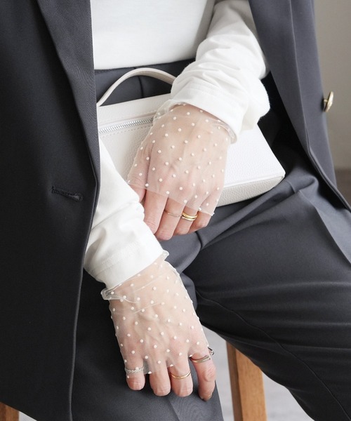 reca（レカ）の「襟&袖口ドットチュールトップス（Tシャツ/カットソー・レディース・ブラック/オフホワイト・M）」の4枚目の写真