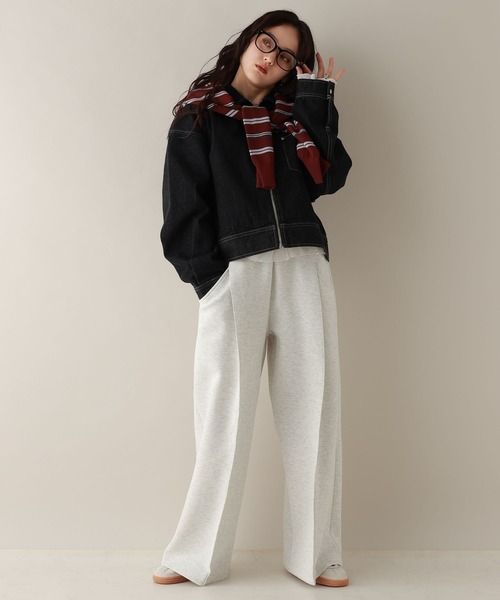 RAGEBLUE（レイジブルー）の「ピンタック/ポンチスウェットワイドパンツ/SET-UP対応（スウェットパンツ・レディース・ホワイト/ブラック・FREE）」の4枚目の写真