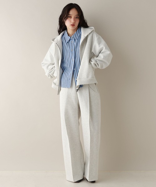 RAGEBLUE（レイジブルー）の「ピンタック/ポンチスウェットワイドパンツ/SET-UP対応（スウェットパンツ・レディース・ホワイト/ブラック・FREE）」の8枚目の写真