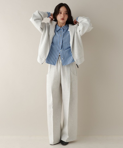 RAGEBLUE（レイジブルー）の「ピンタック/ポンチスウェットワイドパンツ/SET-UP対応（スウェットパンツ・レディース・ホワイト/ブラック・FREE）」の9枚目の写真