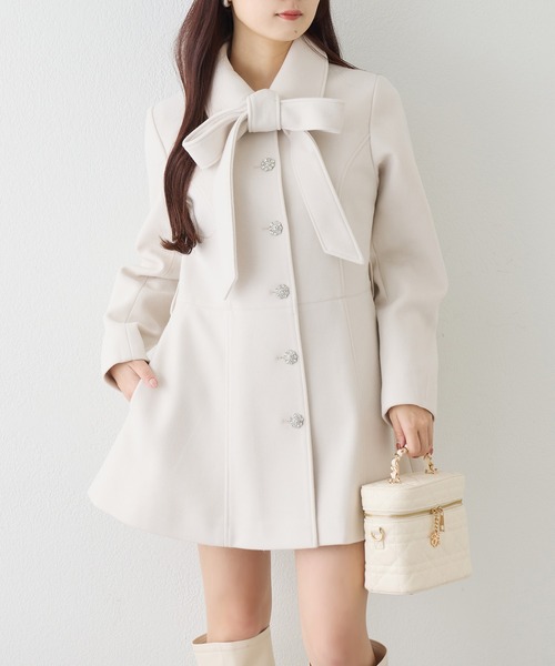 リボンミドルコート/SMサイズあり（ステンカラーコート）｜one after