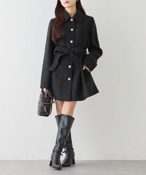 リボンミドルコート/SMサイズあり（ステンカラーコート）｜one after
