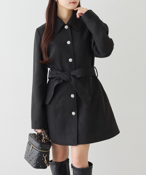 セール】リボンミドルコート/SMサイズあり（ステンカラーコート）｜one