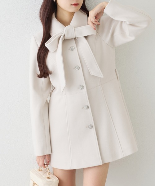 セール】リボンミドルコート/SMサイズあり（ステンカラーコート）｜one