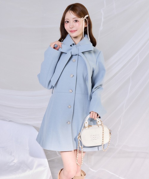 セール】リボンミドルコート/SMサイズあり（ステンカラーコート）｜one