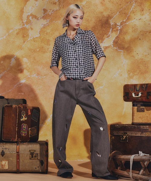 DOUBLE STANDARD CLOTHING(ダブルスタンダードクロージング)の「フェザー刺繍 デニムパンツ(デニムパンツ・レディース・ブラウン/インディゴブルー・38/36/34)」の21枚目の写真