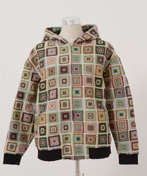 Revo. | Revo. ヴィンテージライク クロシェパターン ゴブラン ジャガード 総柄 ジップアップ フードブルゾン(ブルゾン)