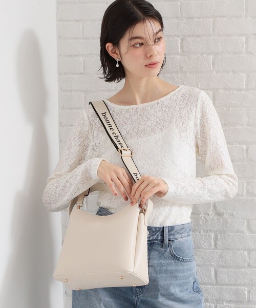 THE SHOP TK （ザ ショップ ティーケー ）の「ロゴベルトレザー調ミドルバッグ（ハンドバッグ・レディース・ブラウン系その他/ブラック/アイボリー・00）」の8枚目の写真