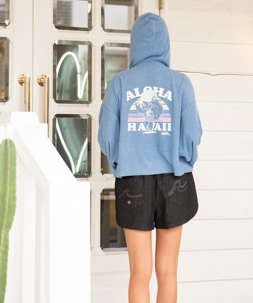 Kahiko(カヒコ)の「【Kahiko】SURF&Palms テイクストレッチデニムショートパンツ(デニムパンツ・レディース・ネイビー/ライトブルー/ブラック・FREE)」の8枚目の写真