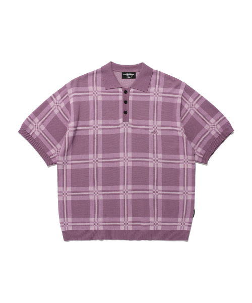 NICE GHOST CLUB(ナイスゴーストクラブ)の「CHECK PK HALF KNIT_PURPLE(NG2EMUK640A)(ニット/セーター・レディース・その他・S/M/L)」の1枚目の写真