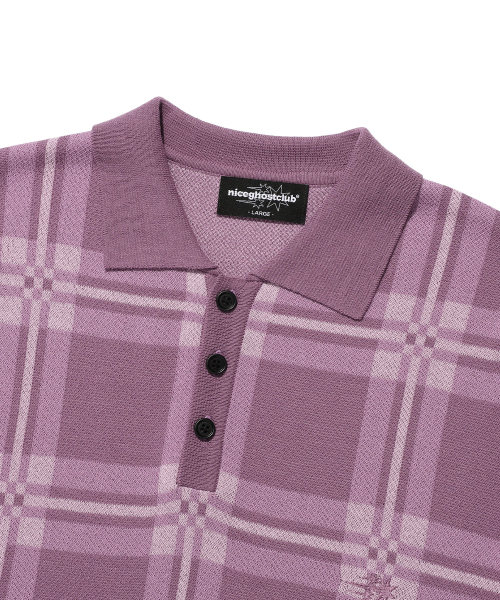 NICE GHOST CLUB(ナイスゴーストクラブ)の「CHECK PK HALF KNIT_PURPLE(NG2EMUK640A)(ニット/セーター・レディース・その他・S/M/L)」の3枚目の写真
