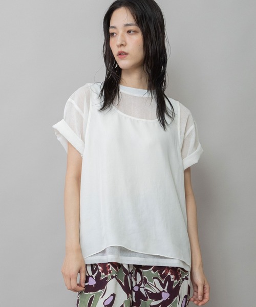 Munich(ミューニック)の「ヴィンテージボイル×ドライツイルレイヤードトップス(Tシャツ/カットソー・レディース・ブラック/ネイビー/ホワイト・FREE)」の20枚目の写真