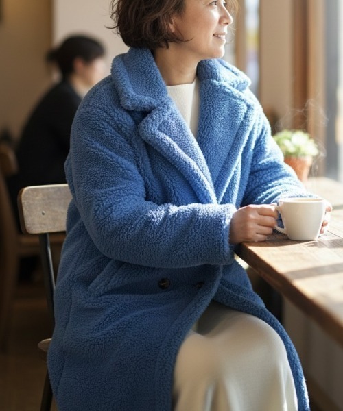 Lana821(ラナハニー)の「テディボア ダブルボタンロングコート(その他アウター・レディース・ブラック/アイボリー/ラベンダー/ピンク/ブルー・FREE)」の16枚目の写真
