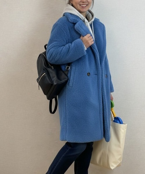 Lana821(ラナハニー)の「テディボア ダブルボタンロングコート(その他アウター・レディース・ブラック/アイボリー/ラベンダー/ピンク/ブルー・FREE)」の17枚目の写真