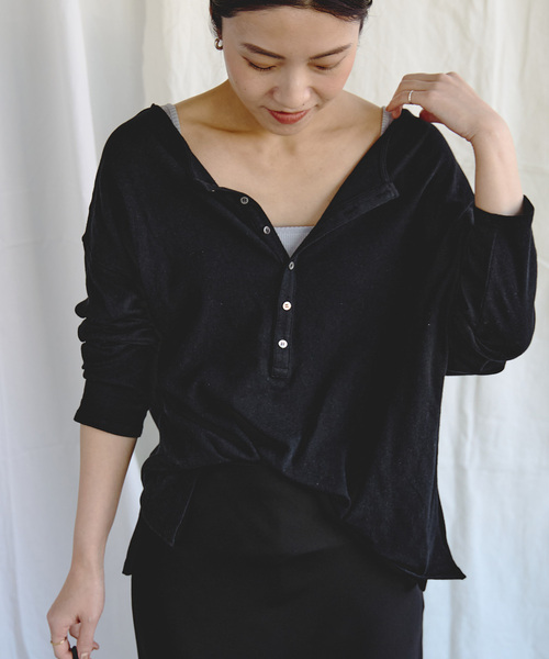 EMILY WEEK(エミリーウィーク)の「Foggyコットン2WAYプルオーバー(Tシャツ/カットソー・レディース・ホワイト/ブラック/グレー・FREE)」の2枚目の写真