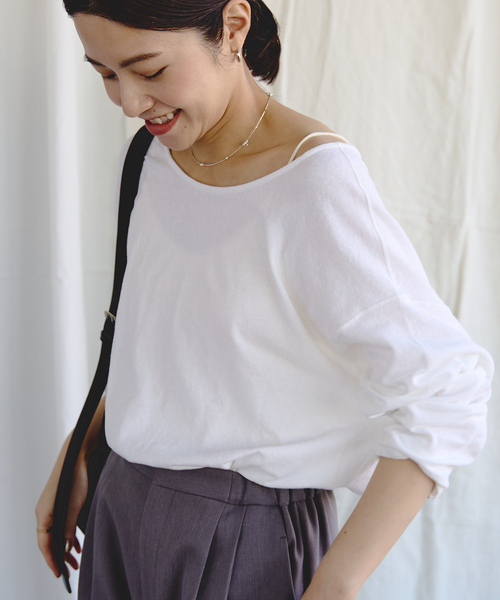 EMILY WEEK(エミリーウィーク)の「Foggyコットン2WAYプルオーバー(Tシャツ/カットソー・レディース・ホワイト/ブラック/グレー・FREE)」の15枚目の写真