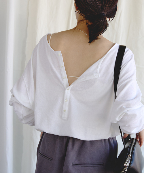EMILY WEEK(エミリーウィーク)の「Foggyコットン2WAYプルオーバー(Tシャツ/カットソー・レディース・ホワイト/ブラック/グレー・FREE)」の16枚目の写真