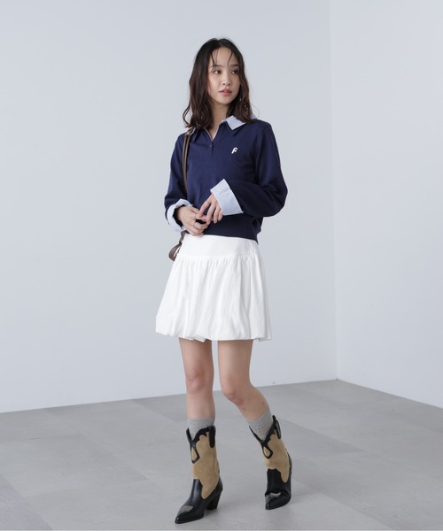 FREE'S MART(フリーズマート)の「衿付きレイヤード風ポロニット(ニット/セーター・レディース・ネイビー/ブラウン/グレー/ベージュ・FREE)」の11枚目の写真