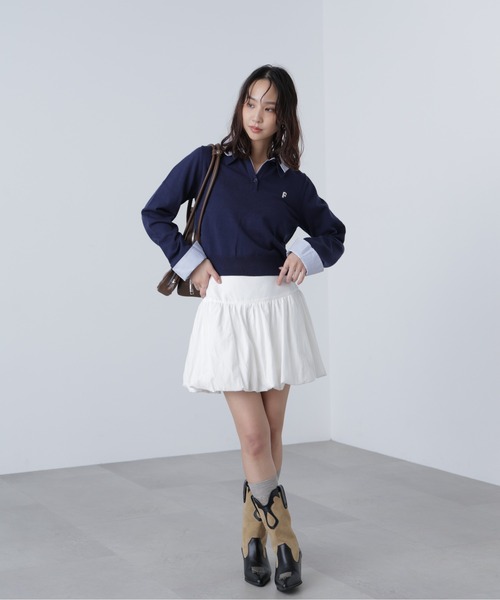 FREE'S MART(フリーズマート)の「衿付きレイヤード風ポロニット(ニット/セーター・レディース・ネイビー/ブラウン/グレー/ベージュ・FREE)」の13枚目の写真