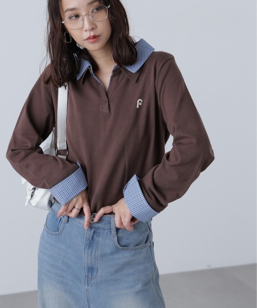 FREE'S MART(フリーズマート)の「衿付きレイヤード風ポロニット(ニット/セーター・レディース・ネイビー/ブラウン/グレー/ベージュ・FREE)」の17枚目の写真