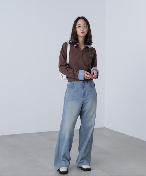 FREE'S MART(フリーズマート)の「衿付きレイヤード風ポロニット(ニット/セーター・レディース・ネイビー/ブラウン/グレー/ベージュ・FREE)」の19枚目の写真