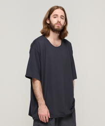 シルケットルーズフィットクルーネック半袖Tシャツ(チャコール)