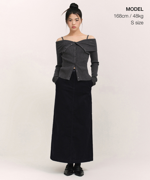 MUSINSA STANDARD WOMAN（ムシンサスタンダードウーマン）の「ウィメンズ 11W コーデュロイマキシスカート [ブラック]（スカート・レディース・その他・SMALL/X-SMALL/LARGE/MEDIUM）」の2枚目の写真