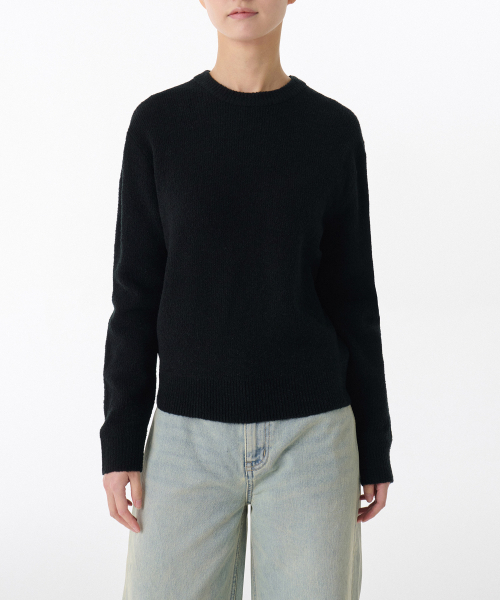 MUSINSA STANDARD WOMAN（ムシンサスタンダードウーマン）の「ウィメンズミニブークルクルネックニット[ブラック]（ニット/セーター・レディース・その他・LARGE/SMALL/MEDIUM/X-SMALL）」の3枚目の写真